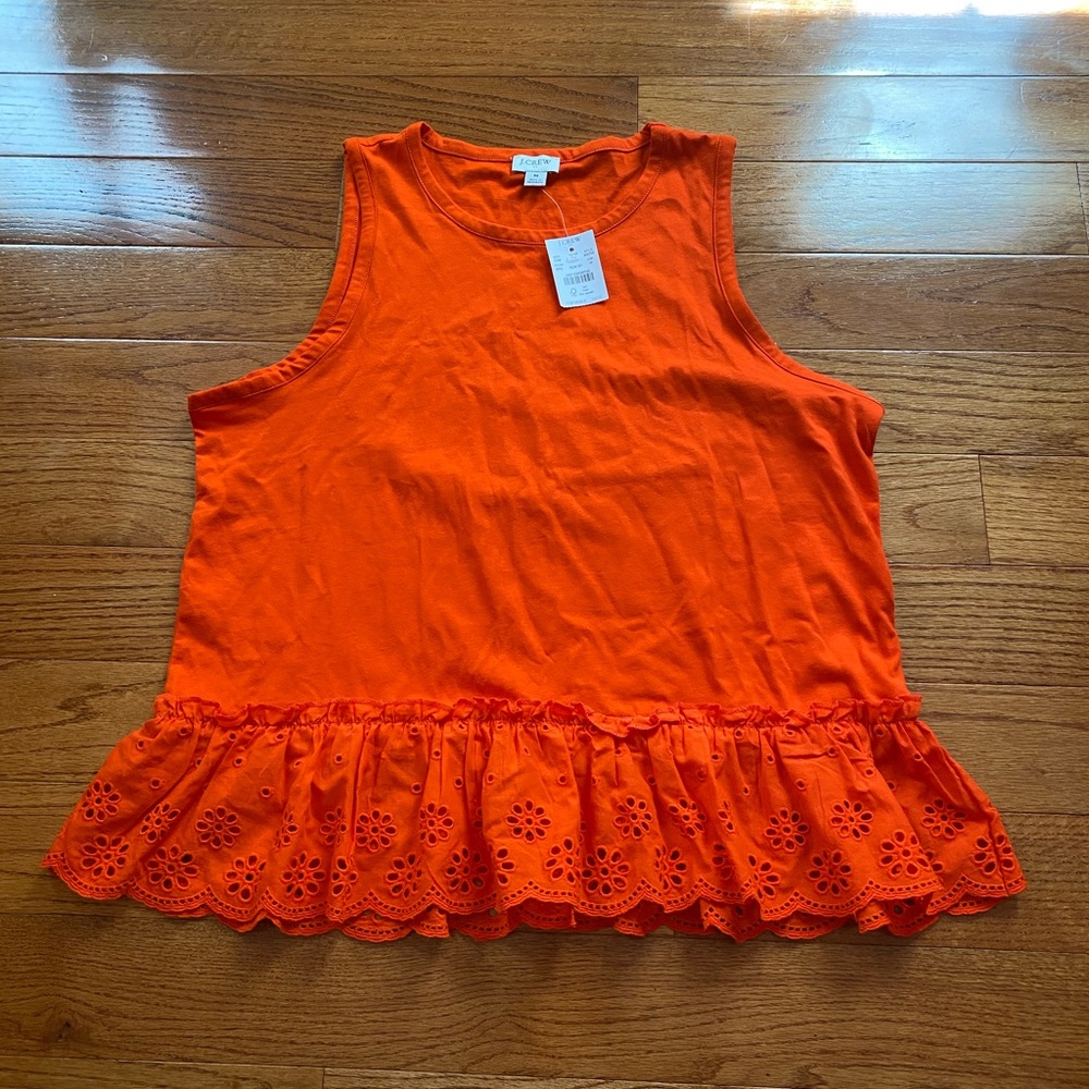J. Crew lace hem peplum top
